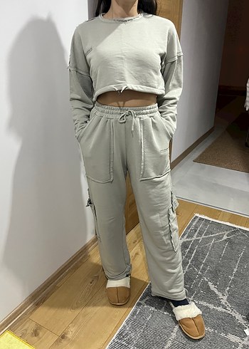Gri Kadın Rahat Kesim Eşofman Takımı - Görsel 6