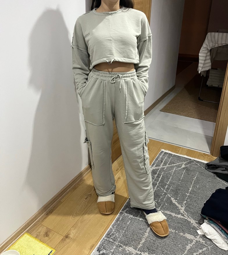 Gri Kadın Rahat Kesim Eşofman Takımı - Görsel 4