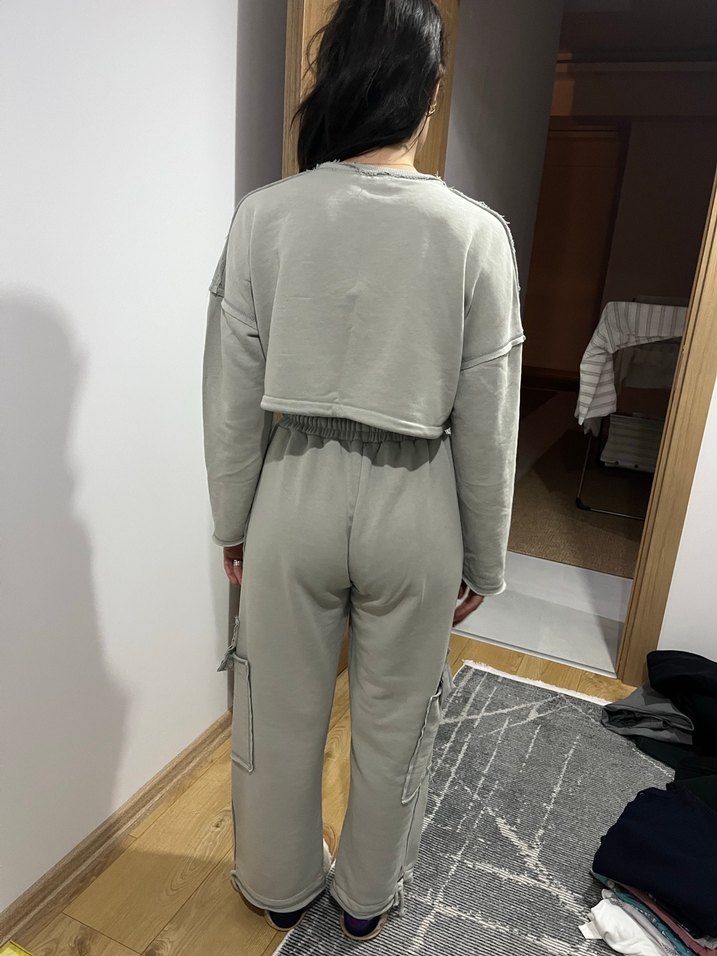 Gri Kadın Rahat Kesim Eşofman Takımı - Görsel 5