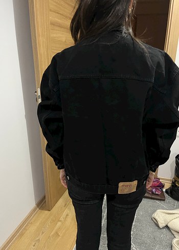 Siyah Oversize Kadın Kot Ceket - Görsel 3