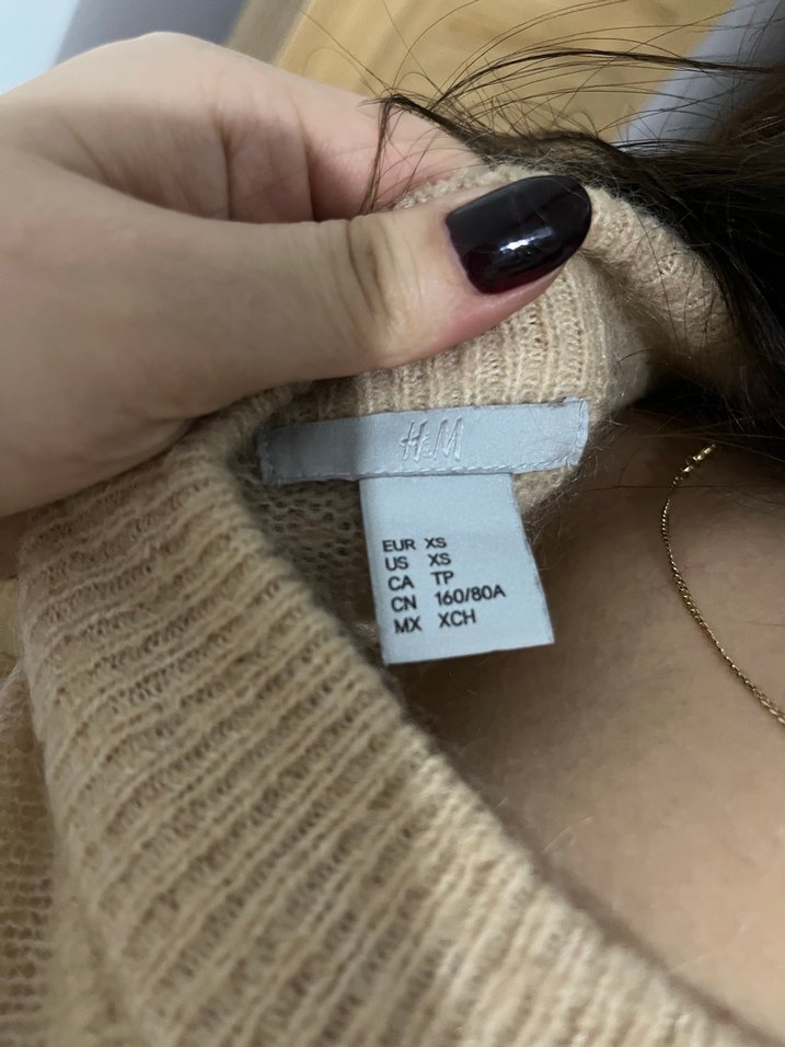 Bej Kadın Örgü Bisiklet Yaka Kazak - Görsel 4