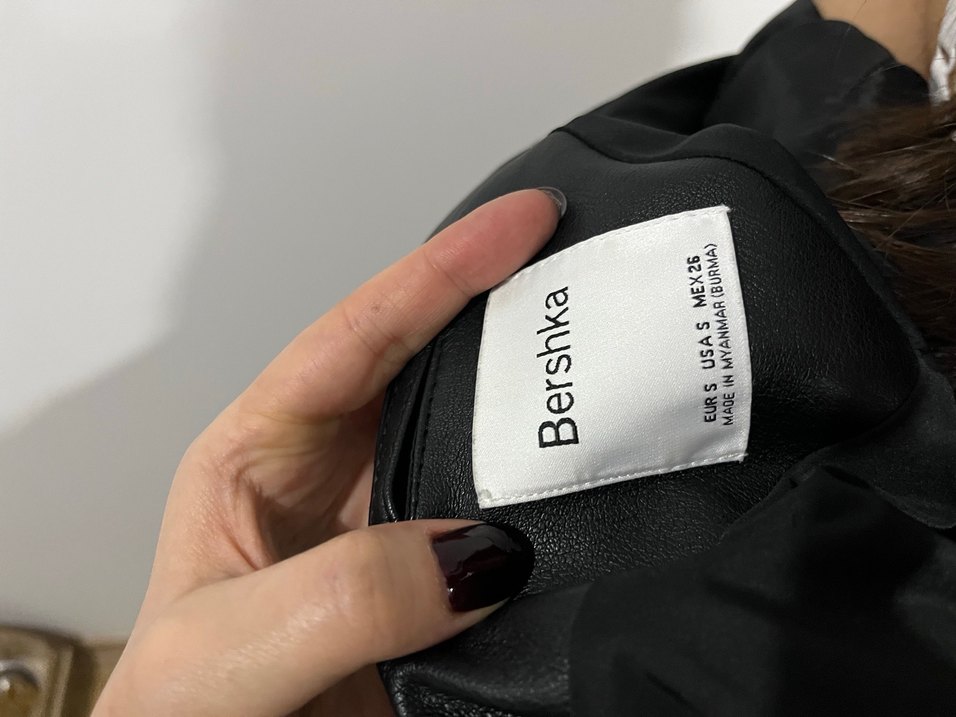 Kadın Siyah Deri Biker Ceket - Görsel 5