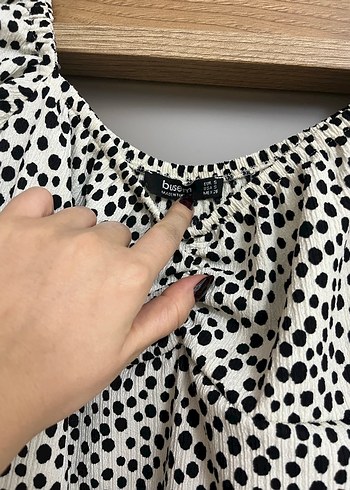 Puantiyeli Mini Elbise - Görsel 3