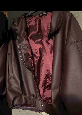 Bordo Deri Ceket - Görsel 3