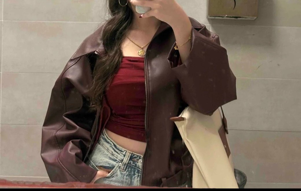 Bordo Deri Ceket - Görsel 2