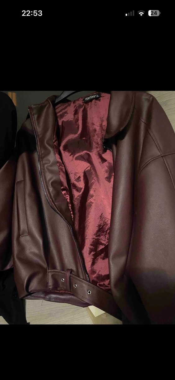 Bordo Deri Ceket - Görsel 3