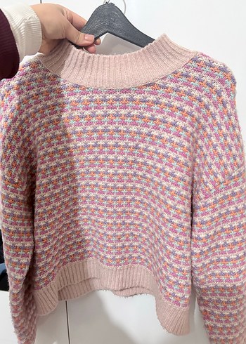 Bohem Çok Renkli Örgü Kadın Kazak - Görsel 3