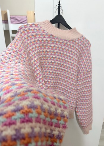 Bohem Çok Renkli Örgü Kadın Kazak - Görsel 2