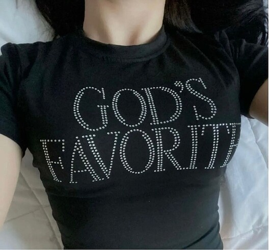Siyah baby tee Gods Favorite