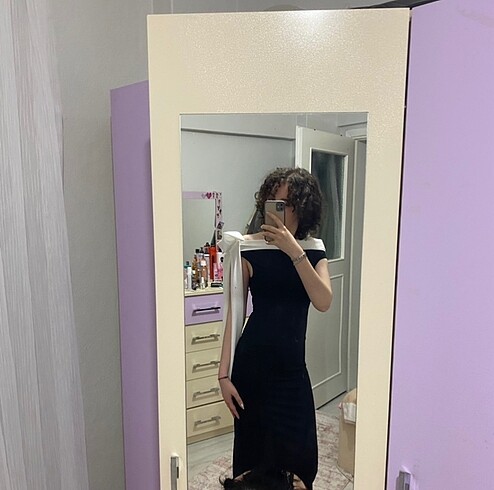 38 Beden siyah Renk eyyo atelier çift renk midi elbise