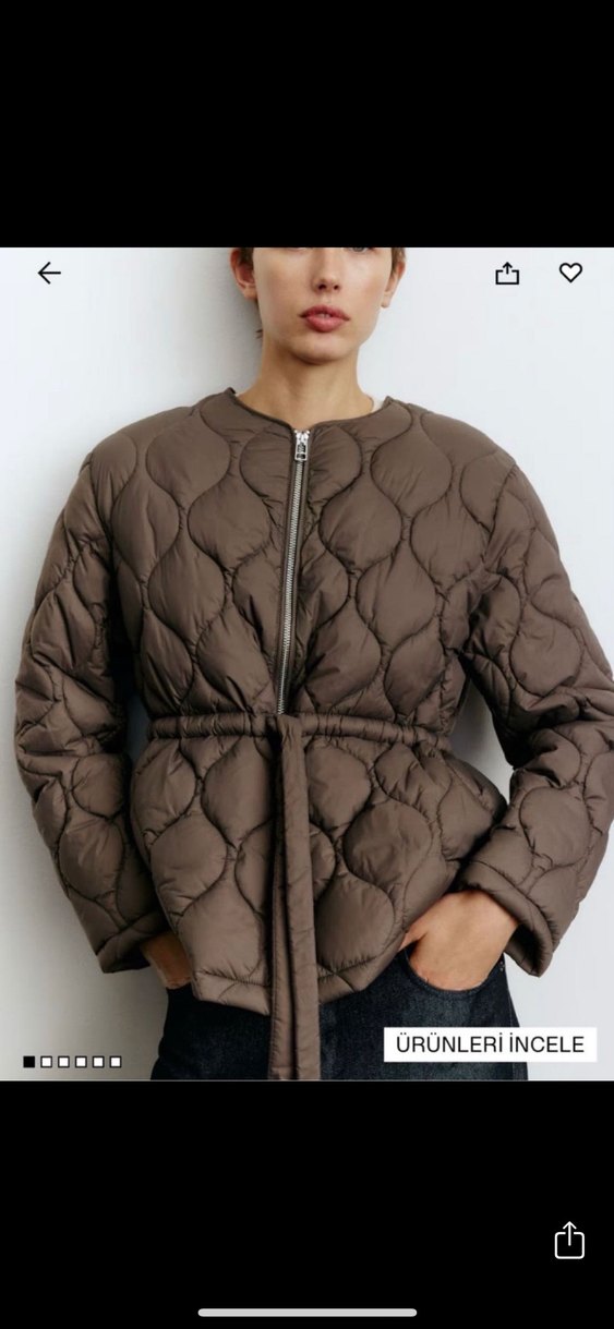 Kemerli Kısa Kahverengi  Kadın Mont - Görsel 2