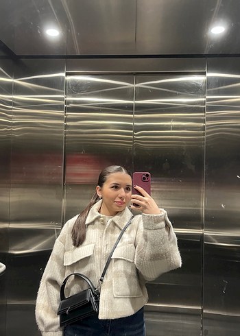 Bej Düğmeli Kadın Midi Ceket - Görsel 3