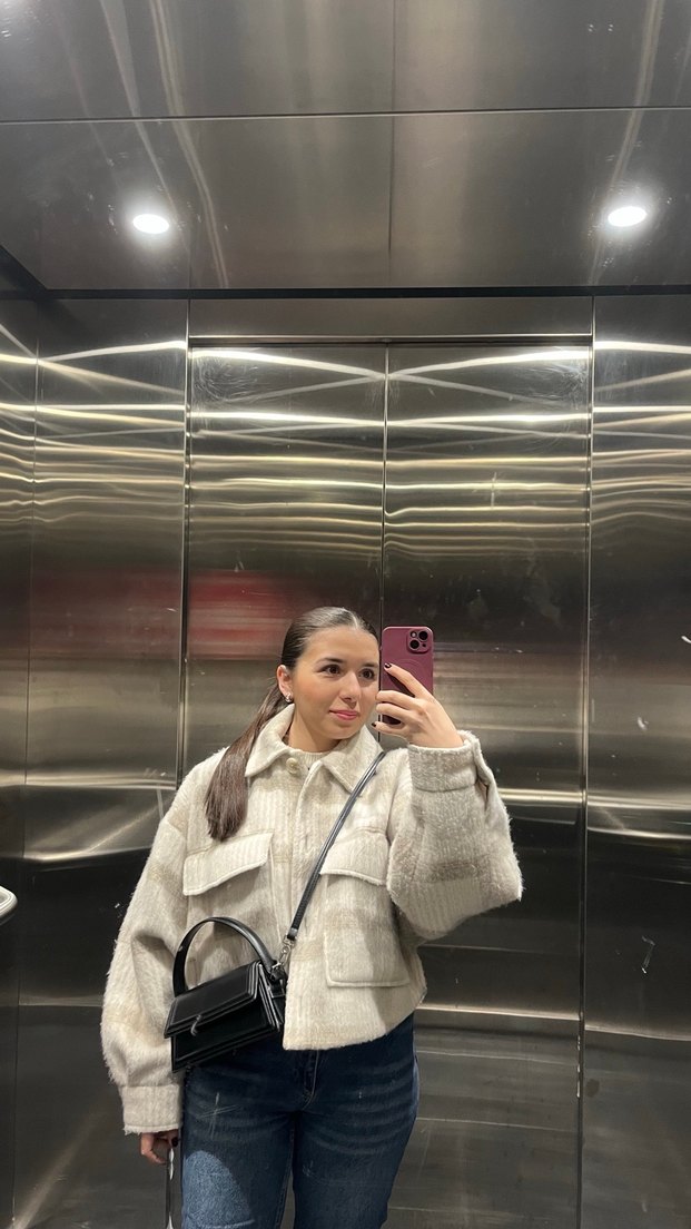 Bej Düğmeli Kadın Midi Ceket - Görsel 3