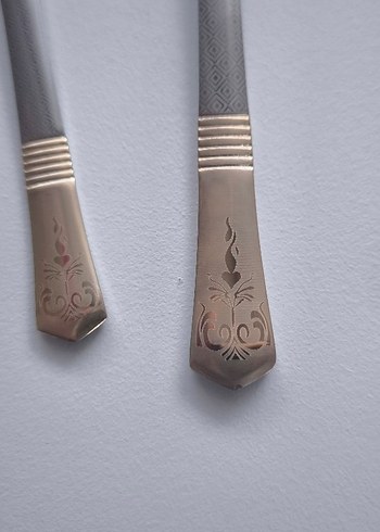 Gri ve yaldız detaylı,desenli, 6'lı, 36 parça kaşık çatal seti - Görsel 2