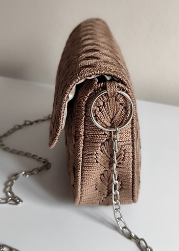 Kahverengi kanvas Örgü Kadın Çanta - Görsel 3