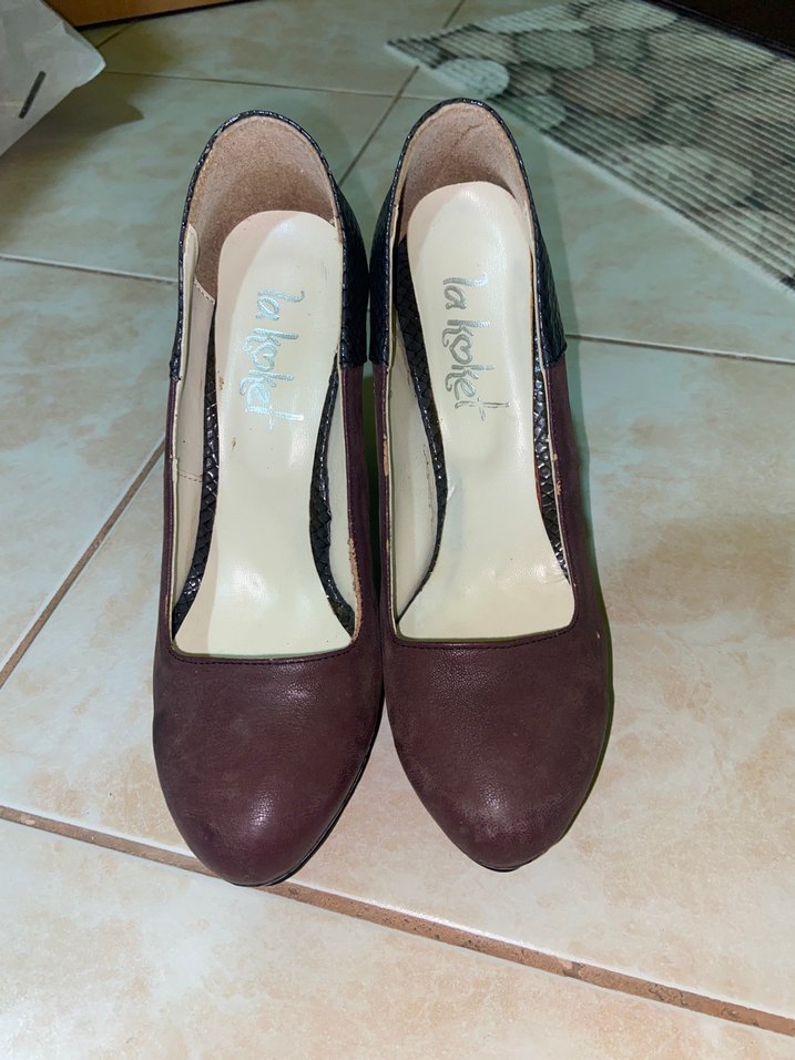 Kahverengi Süet Yılan Desenli Platform Topuklu Kadın Ayakkabı - Görsel 2