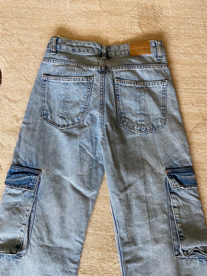 Kadın Mavi Kargo Jean Pantolon - Görsel 4