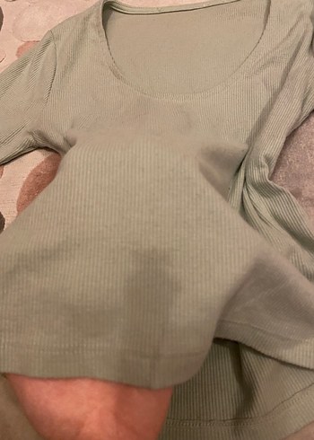 Yeşil V Yaka Uzun Kollu Kadın Bluz - Görsel 2