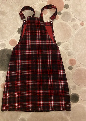 Bordo Kareli Askılı Salopet - Görsel 4