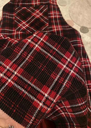 Bordo Kareli Askılı Salopet - Görsel 3