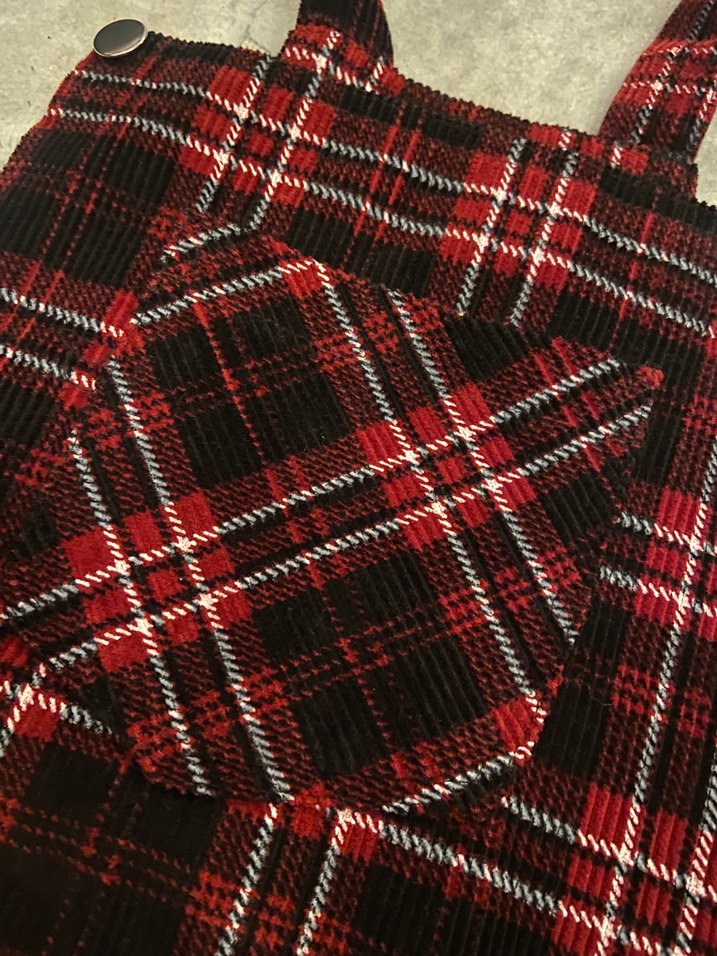 Bordo Kareli Askılı Salopet - Görsel 5