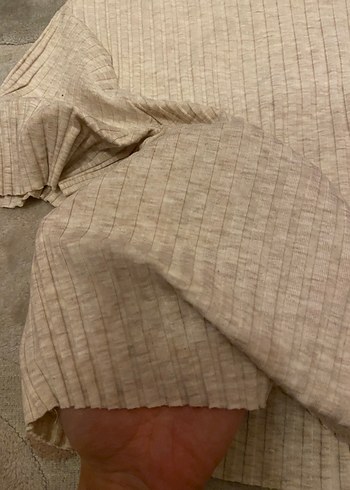 Bej Kısa Kollu Triko Kadın Kazak - Görsel 3