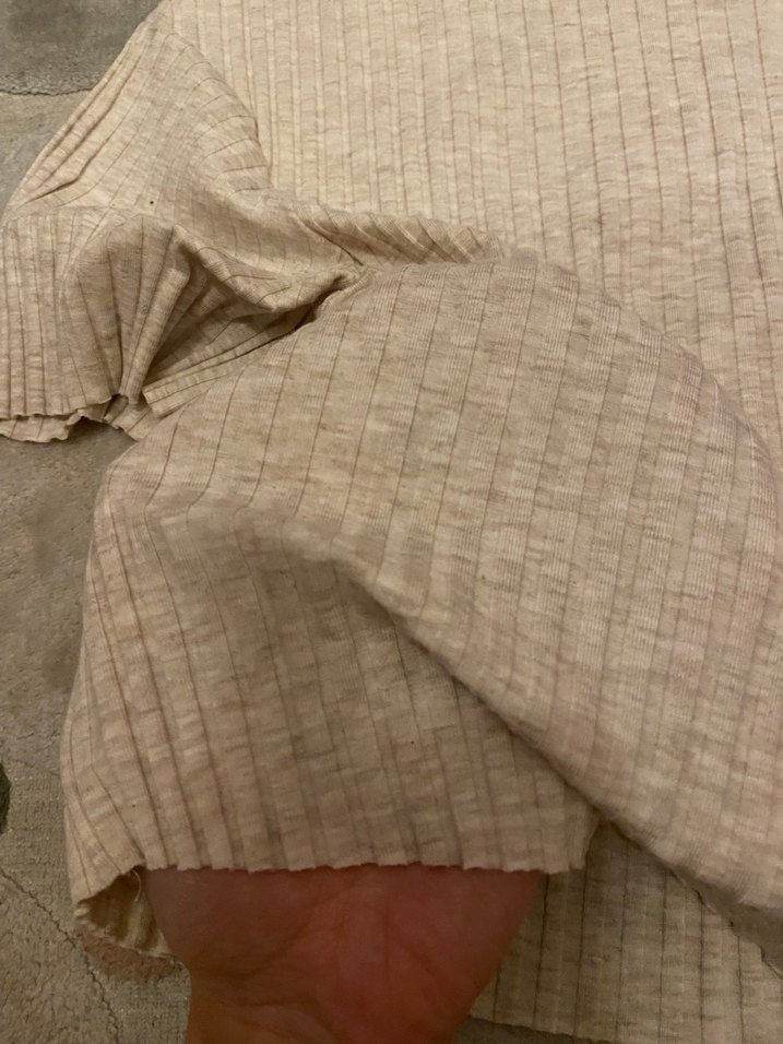 Bej Kısa Kollu Triko Kadın Kazak - Görsel 3