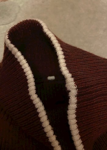 Bordo Kısa Kollu Boğazlı Triko Kazak - Görsel 2