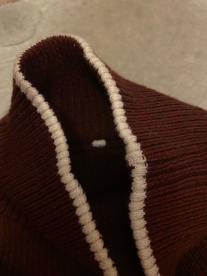 Bordo Kısa Kollu Boğazlı Triko Kazak - Görsel 2