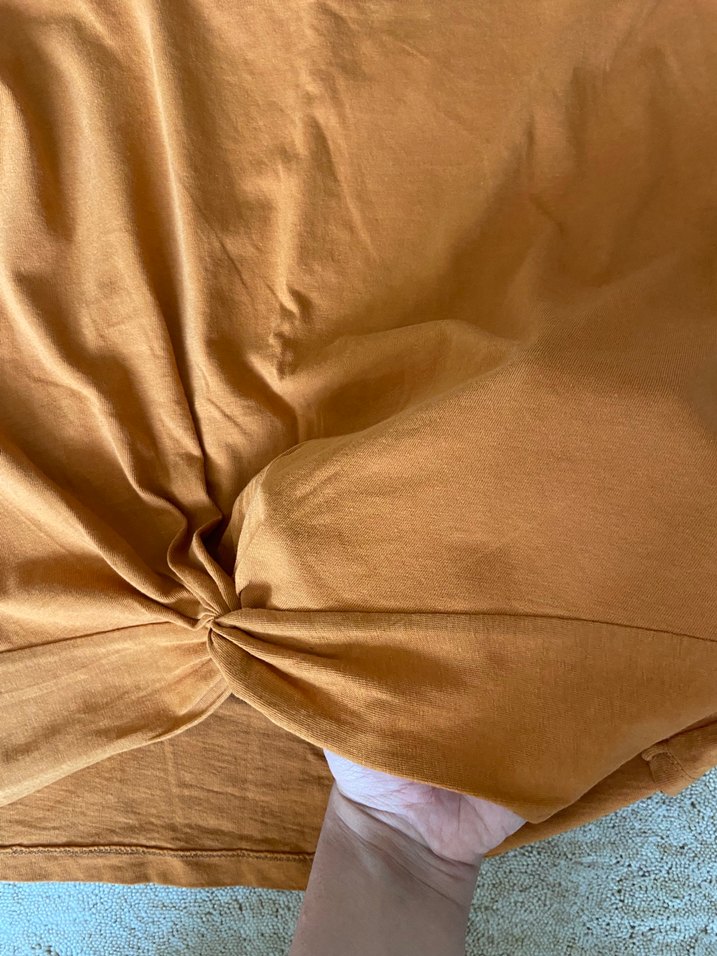 Kısa Kollu Turuncu Bol Kesim Tişört - Görsel 4