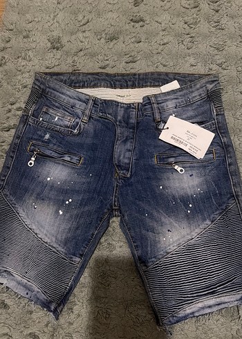 Balmain Koyu Mavi Denim Sort Balmain
