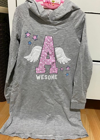 Kız Çocuk Gri Uzun Kollu Fırfırlı Elbise - Görsel 3