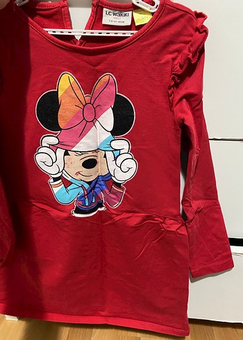 Kız Çocuk Kırmızı Uzun Kollu Baskılı Tişört - Görsel 4