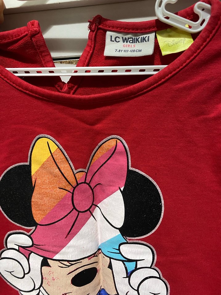 Kız Çocuk Kırmızı Uzun Kollu Baskılı Tişört - Görsel 5