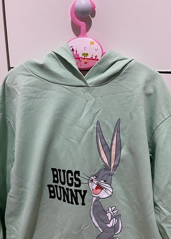 Gri Bugs Bunny Baskılı çocuk elbise - Görsel 3