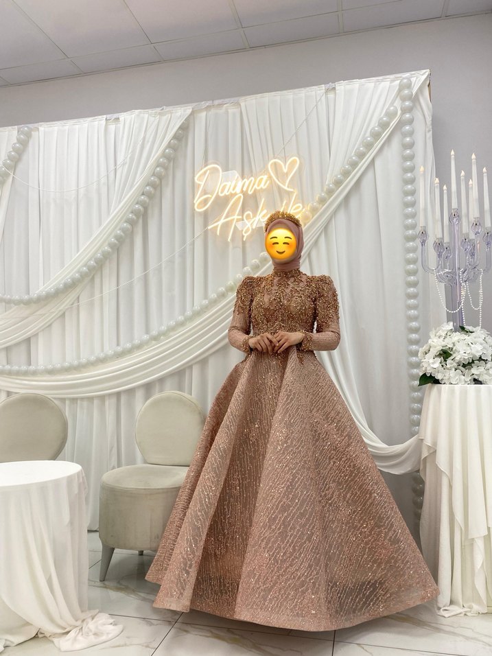 Pudra pembe kabarık nişanlık - Görsel 3