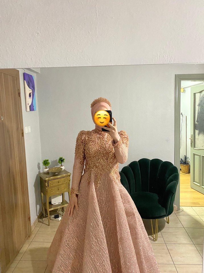 Pudra pembe kabarık nişanlık - Görsel 4