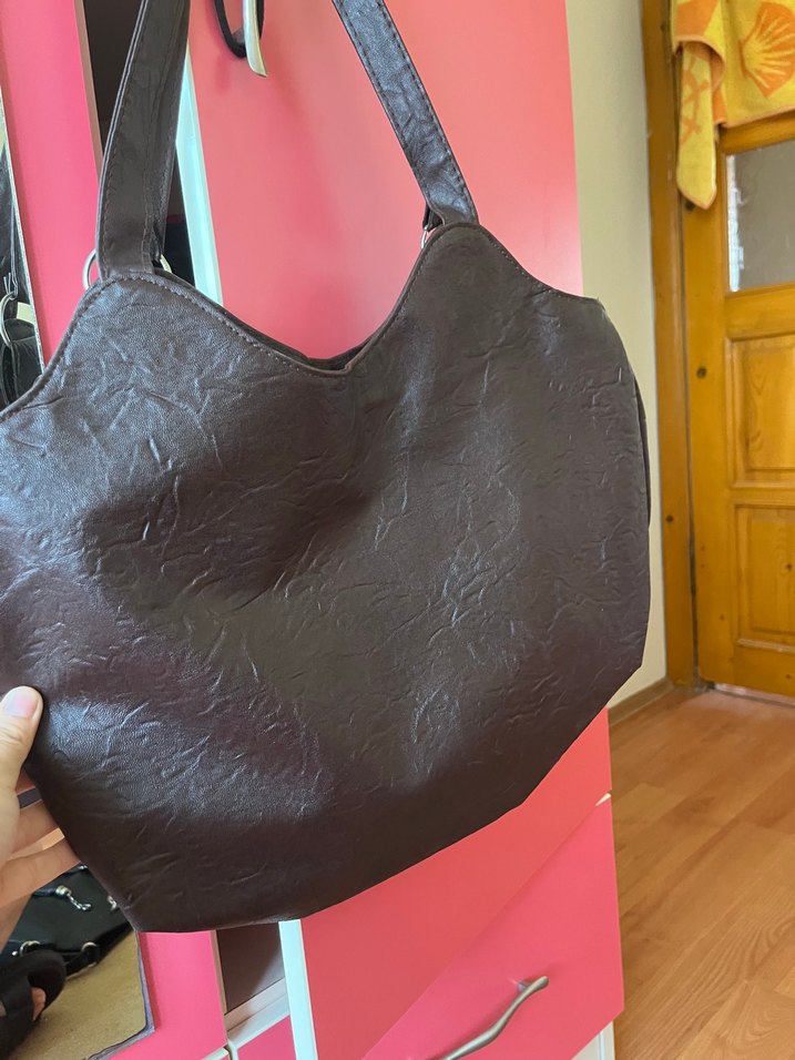 Kahverengi Deri Fermuarlı Kadın Çanta - Görsel 3