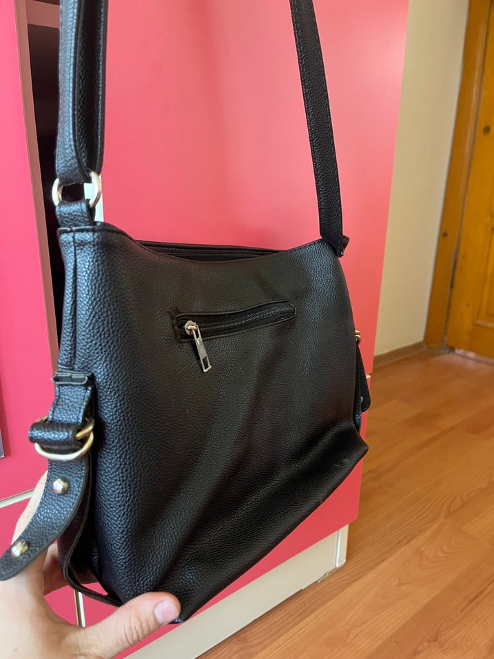 Siyah Deri Kadın Omuz Çantası - Görsel 2