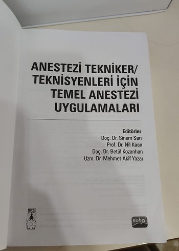Temel Anestezi Uygulamaları Kitabı