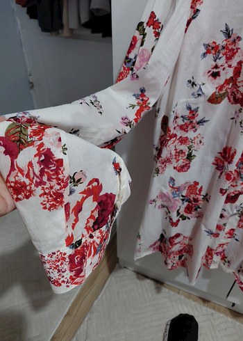 Çiçek Desenli Pamuklu Kadın Gömlek - Görsel 3