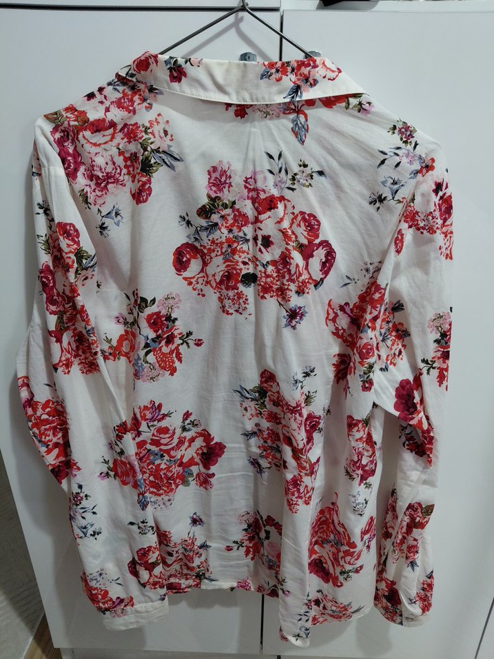 Çiçek Desenli Pamuklu Kadın Gömlek - Görsel 4