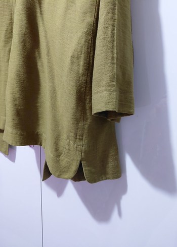 Düğmeli Salaş Keten Kadın Ceket - Görsel 9