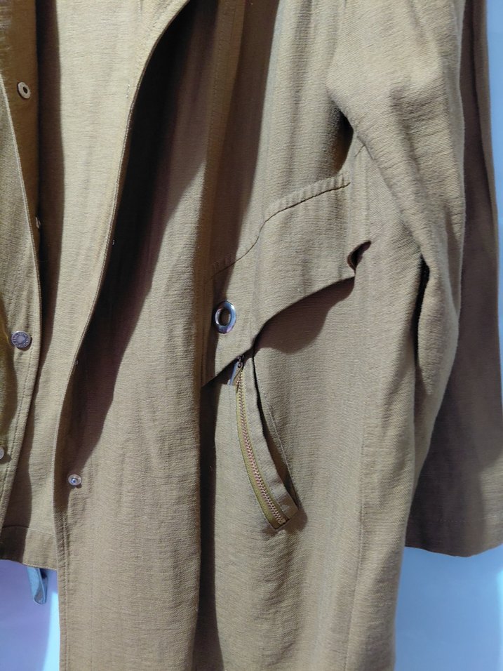 Düğmeli Salaş Keten Kadın Ceket - Görsel 2