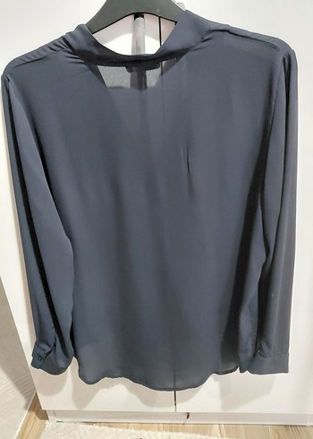 Kadın Gri V-Yaka Uzun Kollu Bluz - Görsel 5