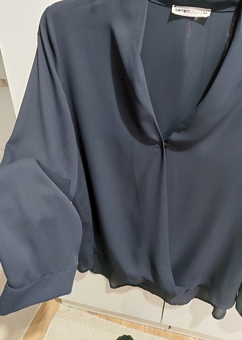 Kadın Gri V-Yaka Uzun Kollu Bluz - Görsel 3