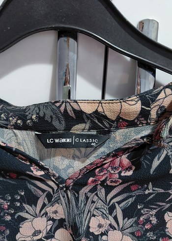 Bohem Çiçek Desenli Uzun Kollu Gri Bluz - Görsel 2