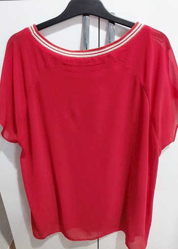 Kısa Kollu Kırmızı Kadın Bluz - Görsel 4