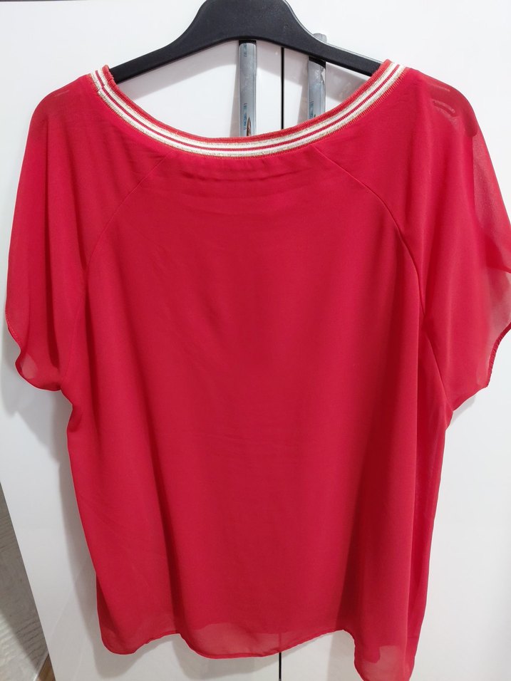 Kısa Kollu Kırmızı Kadın Bluz - Görsel 4