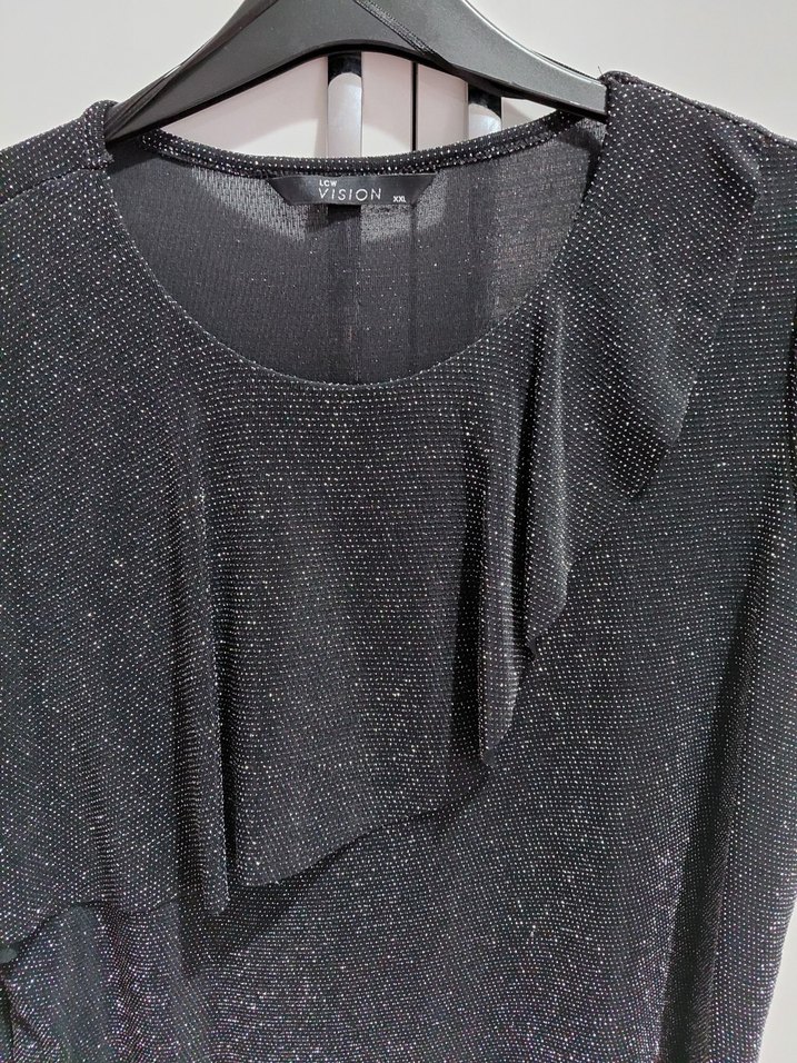 Kısa Kollu Siyah Fırfırlı Mini Bluz - Görsel 3